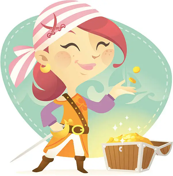 Vector illustration of Pirate Girl