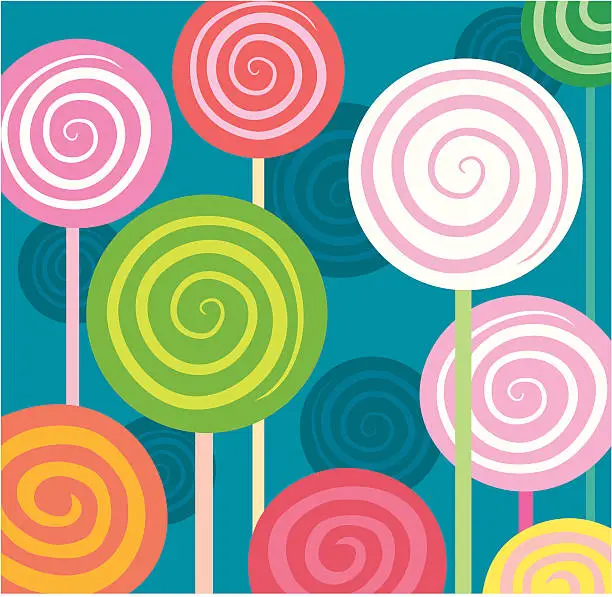 Vector illustration of Spiral Lollipops in square