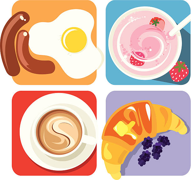 Breakfast Objects 100+ Juice Breakfast Top View Stock Illustrations, Royalty-Free Vector ...