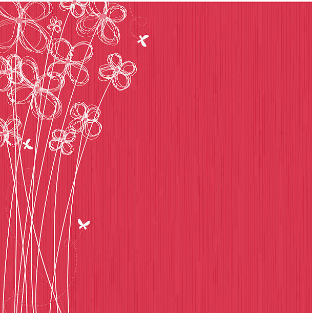 Red background with white flowers illustration vector art illustration