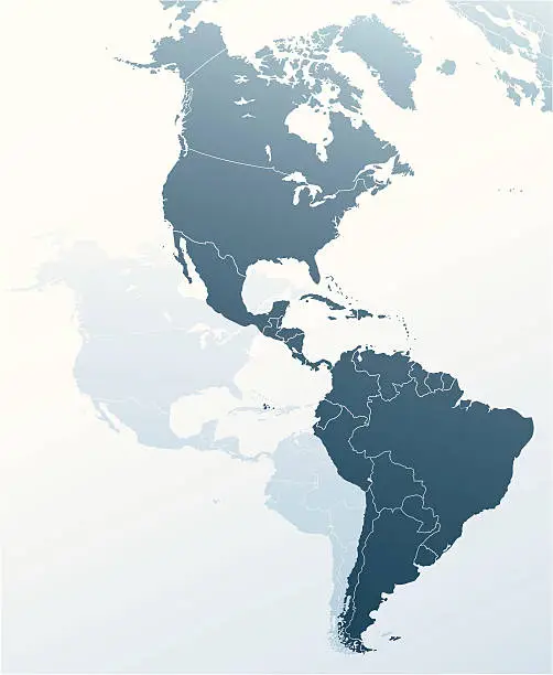 Vector illustration of The map of Americas.