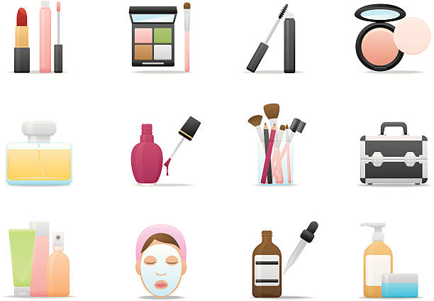 Cosmetics & Skin Care icons | Premium Matte series Matte & soft lookin' icon set web page, interactive, presentation, print, and all sorts of design need. beauty product illustrations stock illustrations