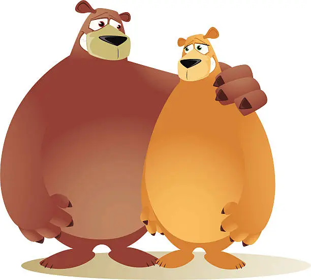 Vector illustration of Bear Lovers Cartoon