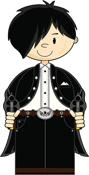 Vector illustration of Funky Cowboy Sheriff with Guns