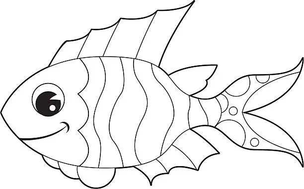 Vector illustration of Colour In Fish Character