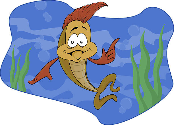 Funny fish vector art illustration