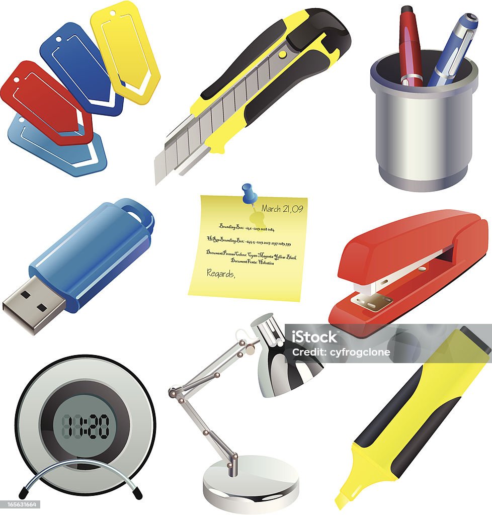 Büro-set - Lizenzfrei USB Stick Vektorgrafik