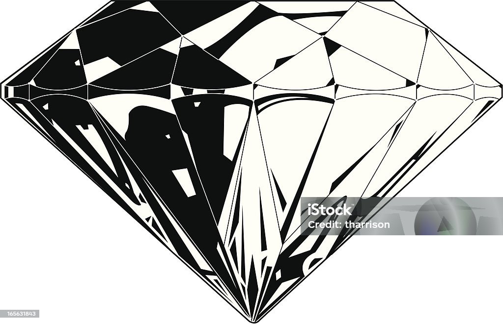 다이아몬드 측면 뷰 BW - 로열티 프리 다이아몬드 벡터 아트