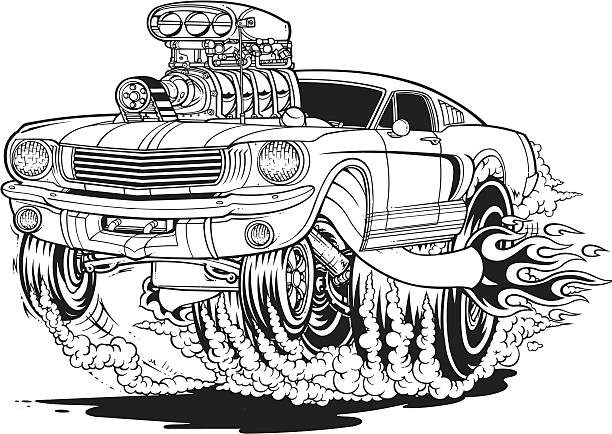 Mustang Muscle Car Stock Illustration - Download Image Now - Motorsport,  Illustration, Cartoon - iStock