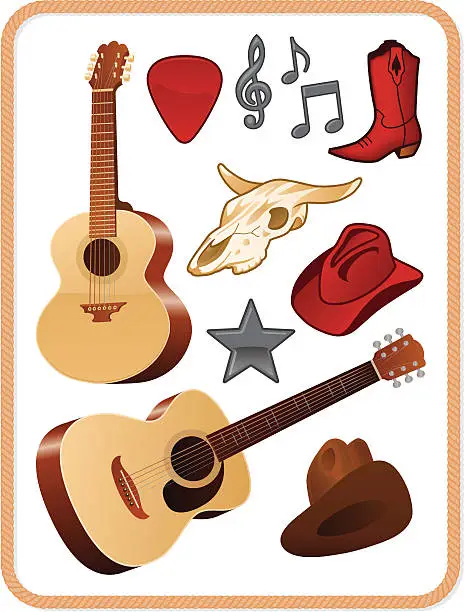Vector illustration of Country Music Pack