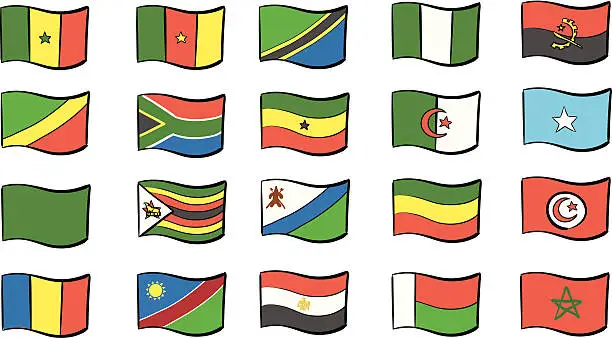 Vector illustration of African Flags