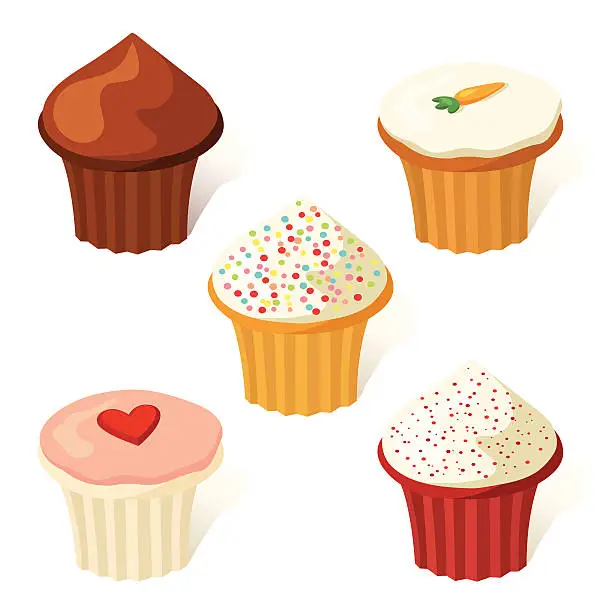 Vector illustration of Decorated Cupcakes