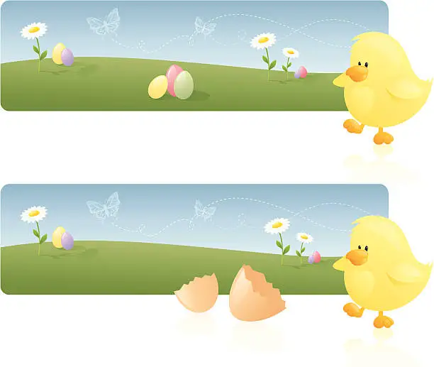 Vector illustration of Chick Banners