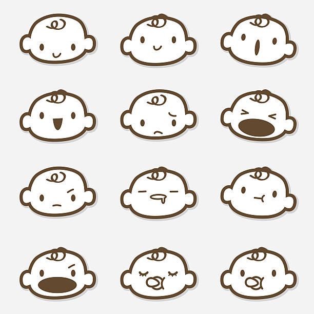 Icon Set - Baby Face ( Emoticons ) Cute style vector icons of Baby face in various moods ( Emoticons ). crying baby cartoon stock illustrations