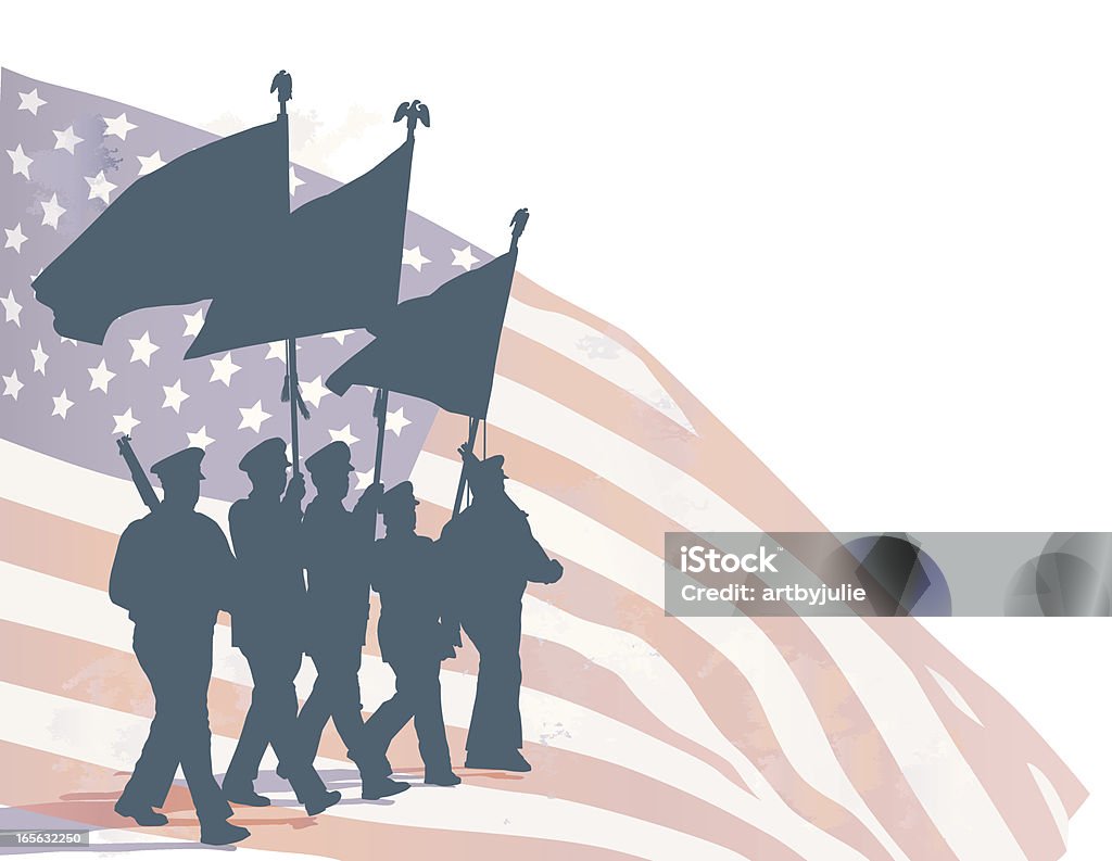 Honor guard und US-Flagge - Lizenzfrei Militärische Einsatzkräfte Vektorgrafik