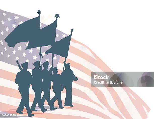 의장대 및 미국 플래깅 US Veteran's Day에 대한 스톡 벡터 아트 및 기타 이미지 - US Veteran's Day, 군대, 미국 메모리얼 데이