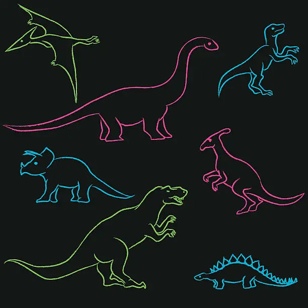 Vector illustration of Chalk Dinosaurs