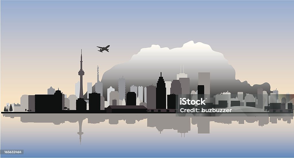Vektor Stadtansicht von Toronto mit Wasser Reflexion - Lizenzfrei CN Tower Vektorgrafik