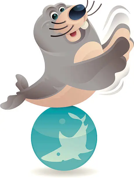 Vector illustration of funny seal