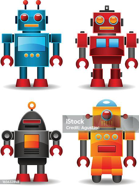 Robots Retro - Arte vetorial de stock e mais imagens de Robô - Robô, Estilo retro, Brinquedo