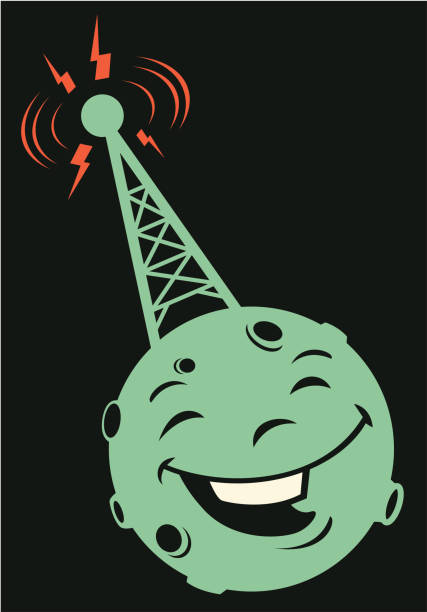 retro radio tower this is a 50's style vector radio tower illustration. technology in the 1940s stock illustrations