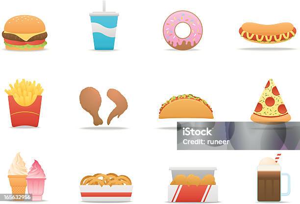 Fast Food Icons Premium Matte Série - Arte vetorial de stock e mais imagens de Sorvete de Rizoma de Café - Sorvete de Rizoma de Café, Gelado com Fruta, Panadinhos de Frango