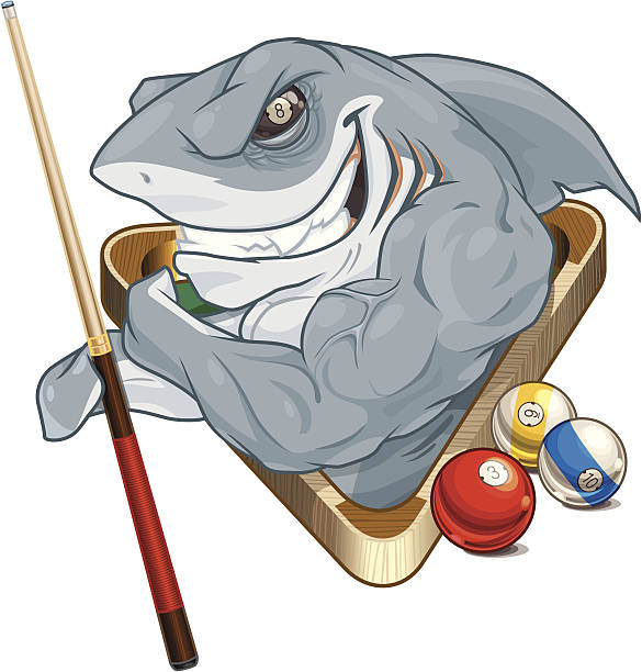 ilustrações de stock, clip art, desenhos animados e ícones de tubarão de bilhar - snooker