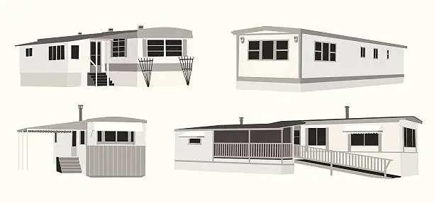 Vector illustration of Mobile Homes Vector Silhouette