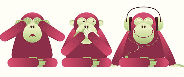 trzy małpy - see no evil hear no evil speak no evil stock illustrations