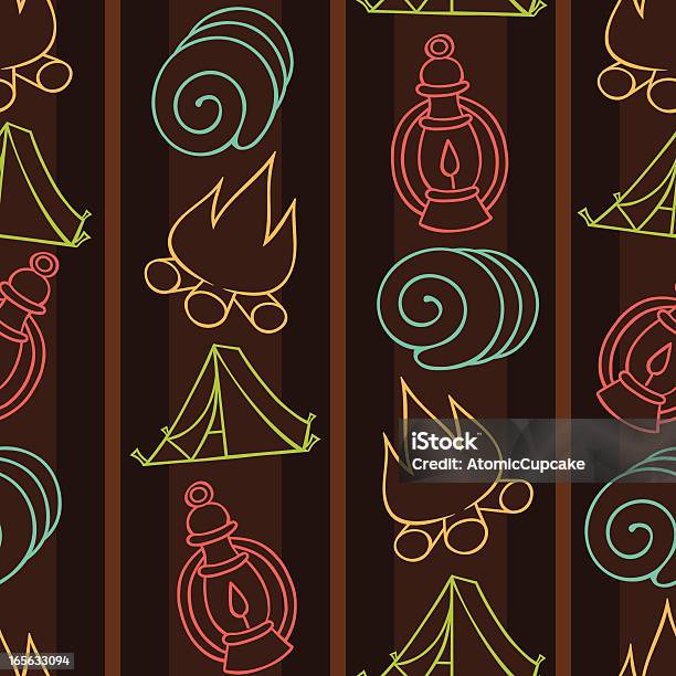 Campeggio Seamless Pattern Di Sfondo - Immagini vettoriali stock e altre immagini di Campeggiare - Campeggiare, Clip art, Elemento del design