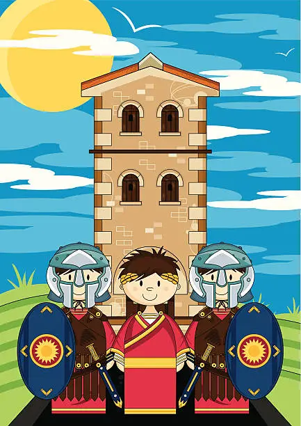 Vector illustration of Roman Gladiators Guarding the Emperor