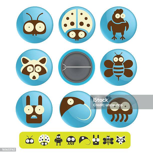 Funny Badges And Pins Icon Stock Illustration - Download Image Now - Badge, Illustration, Raccoon