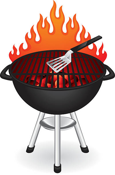 a cartoon of a hot grill with a spatula - ryan in a 幅插畫檔、美工圖案、卡通及圖標