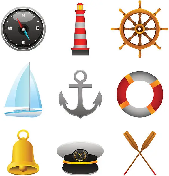 Vector illustration of Nautical Set