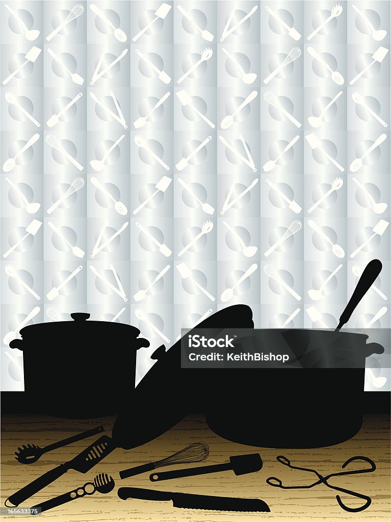 Garnków i patelni naczynia do gotowania tle - Grafika wektorowa royalty-free (Chochla)