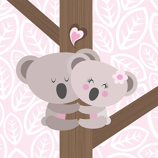 ilustrações de stock, clip art, desenhos animados e ícones de coala adoro escalar ilustração vector urso - koala animal love cute