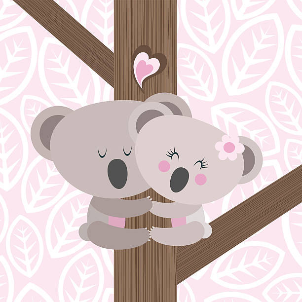 Koala Love Climbing Illustration Vector Bear Stock Illustration - Download  Image Now - Bear, Embracing, Cute - iStock