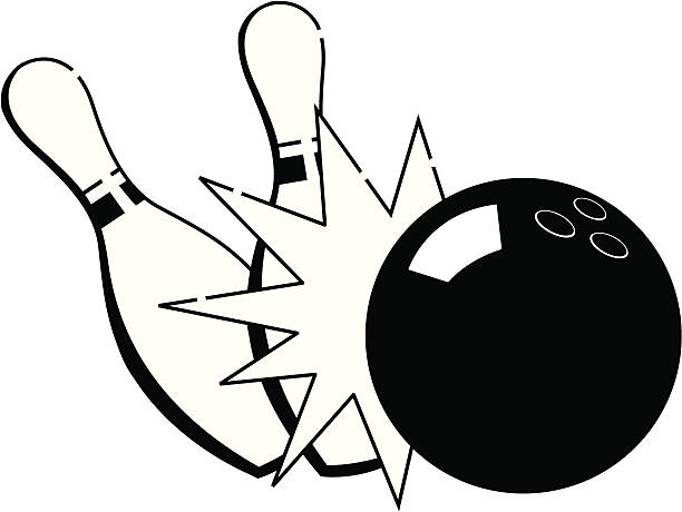 Palla da Bowling e pin BW - illustrazione arte vettoriale