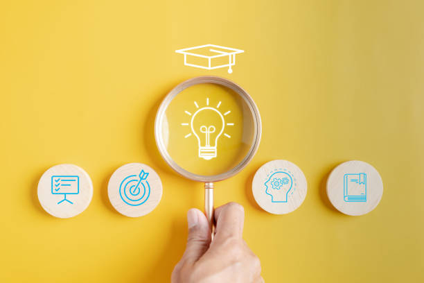 istock Focus to Light Bulb with learning education and graduation concept. study knowledge to creative thinking idea and problem solving solution, E-learning online education course degree certificate 1656335662