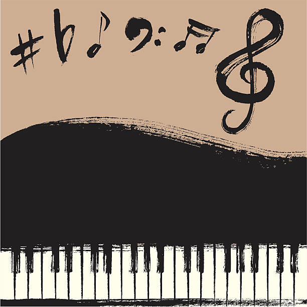 Grand Piano Background Hand-drawn style Piano and musical symbols. piano stock illustrations