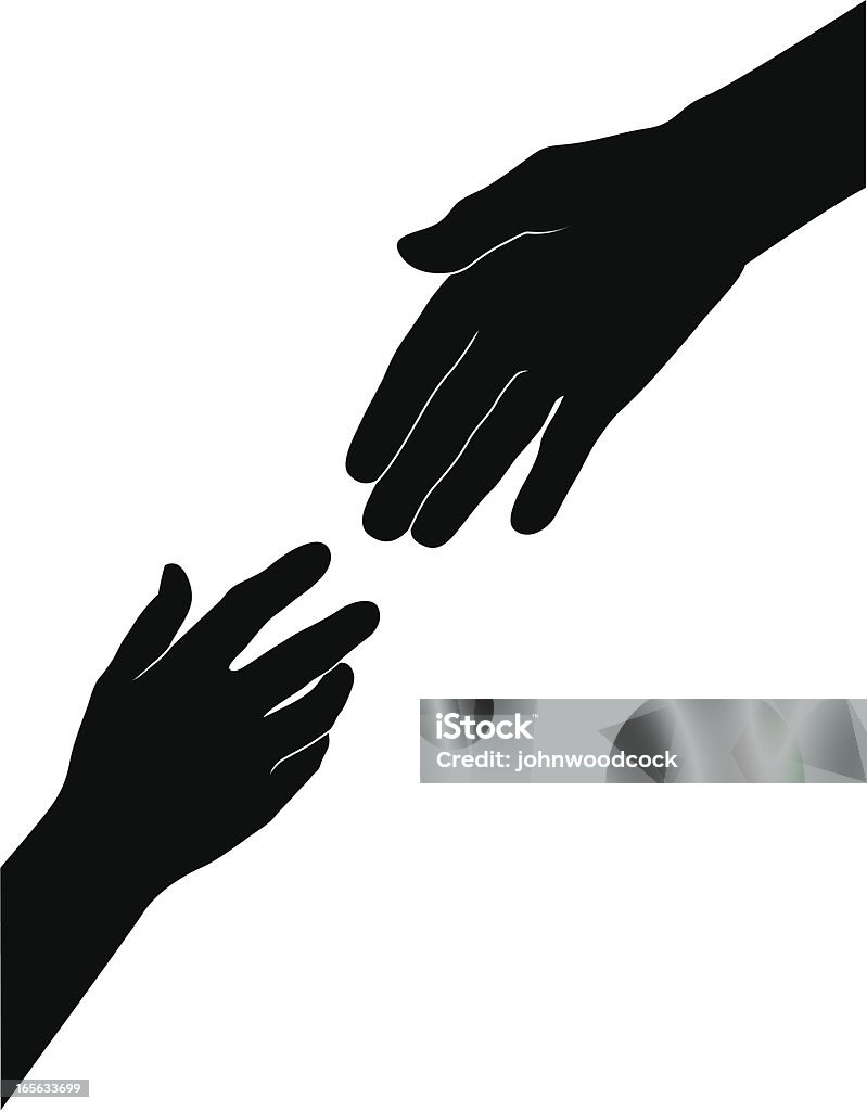 Helping hand "A helping hand, silhouette, easy color change." Reaching stock vector