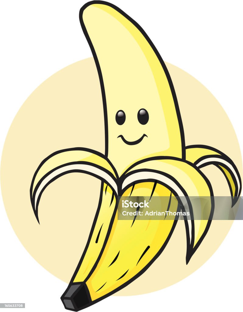 Épluché banane caractère - clipart vectoriel de Banane - Fruit exotique libre de droits