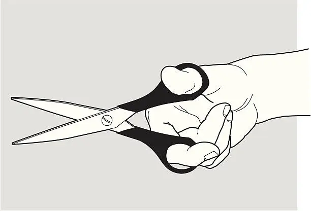 Vector illustration of Hand with scissors