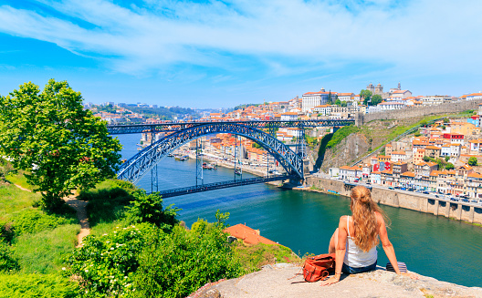 Woman traveling in Portugal- Porto