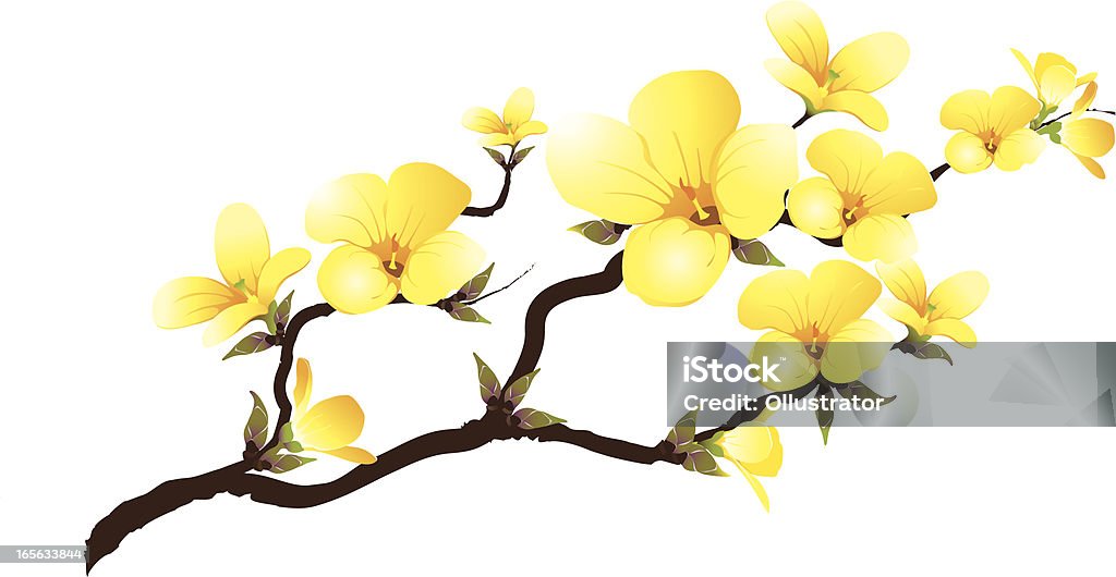 Yellow branch aux mille - clipart vectoriel de Fleur - Flore libre de droits