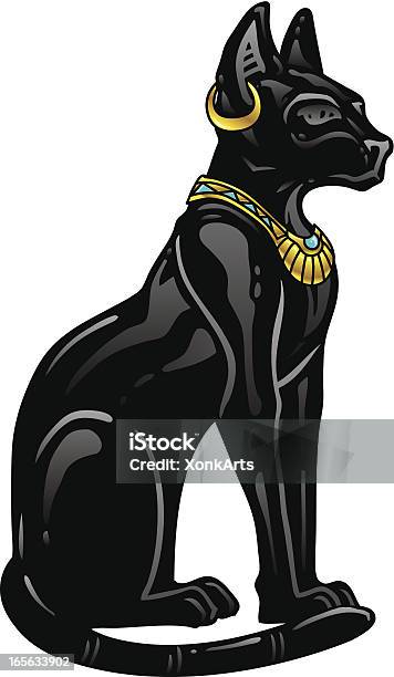 Kot Egipski Statua - Stockowe grafiki wektorowe i więcej obrazów Czarna pantera - Czarna pantera, Czarny kolor, Puma - Dziki kot