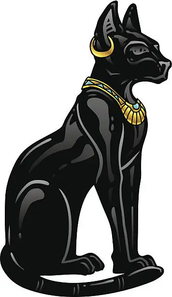 Vector illustration of Egyptian Cat Statue