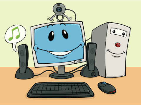 Funny Computer Stock Illustration - Download Image Now - Cartoon ...