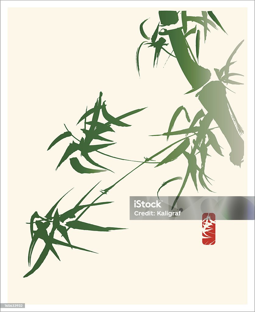 Bambus na wietrze-Kaligrafia i Malarstwo - Grafika wektorowa royalty-free (Akwarela)