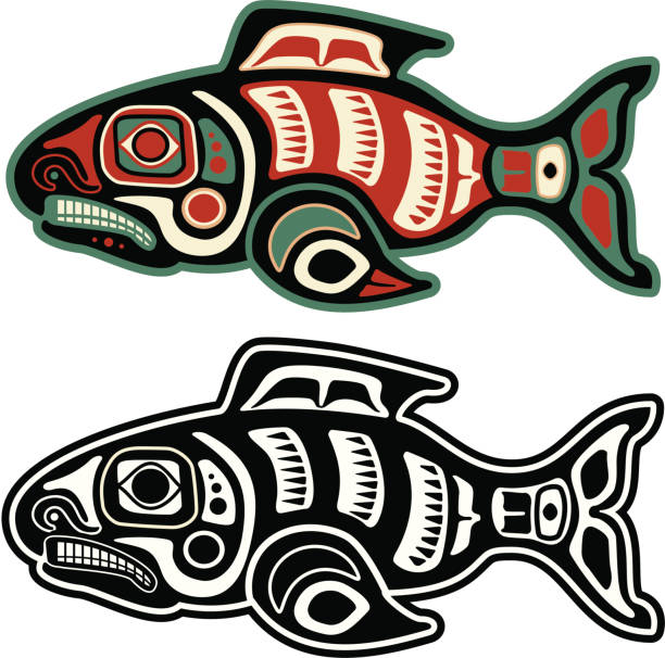 ilustrações de stock, clip art, desenhos animados e ícones de índio americano de salmão - alaskan salmon